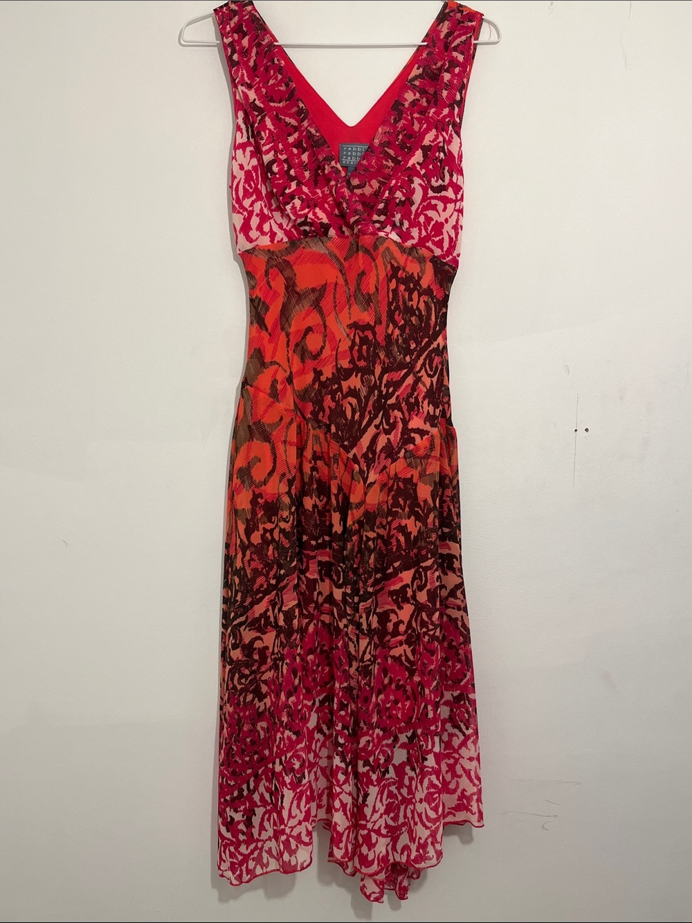 Rabbit Rabbit Rabbit V-Neck Maxi Dress in Pink and Orange